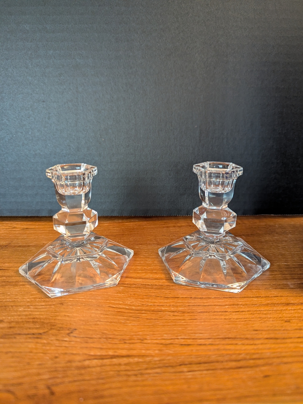 Vintage Towle 24% Lead Crystal Glass Candlestick Pair